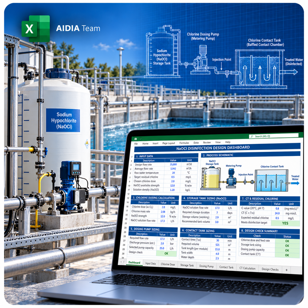 Chlorine disinfection and NaOCl engineering workbook promotional visual