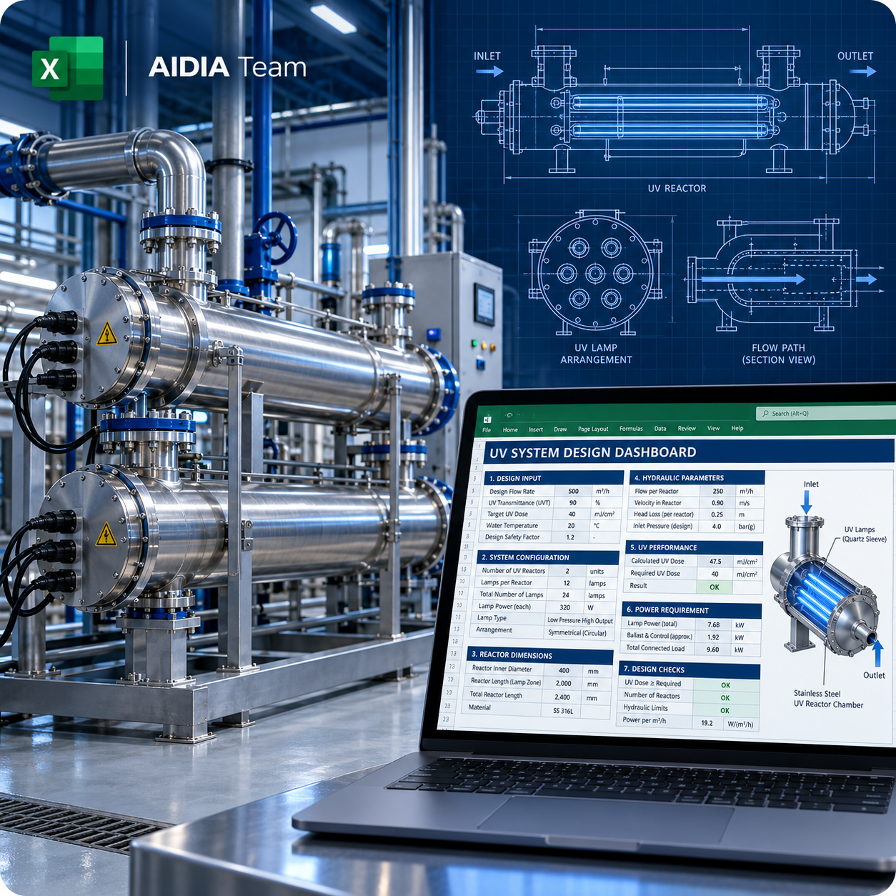 UV Disinfection System engineering workbook visual
