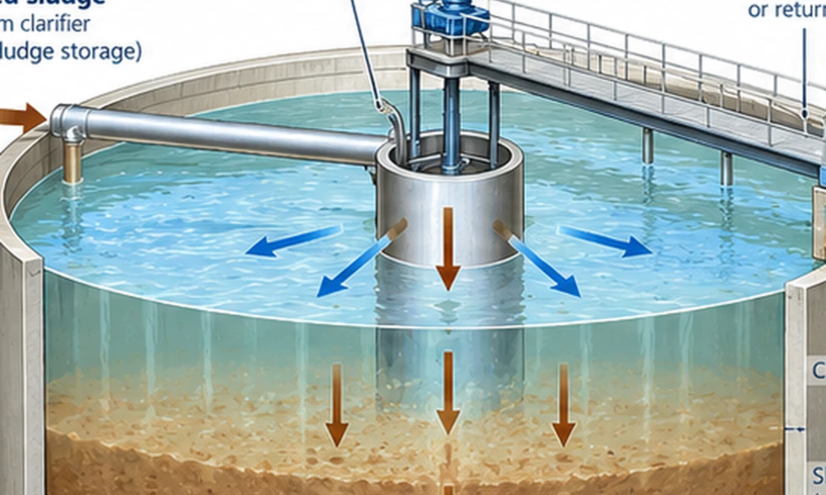 Circular gravity sludge thickener engineering illustration